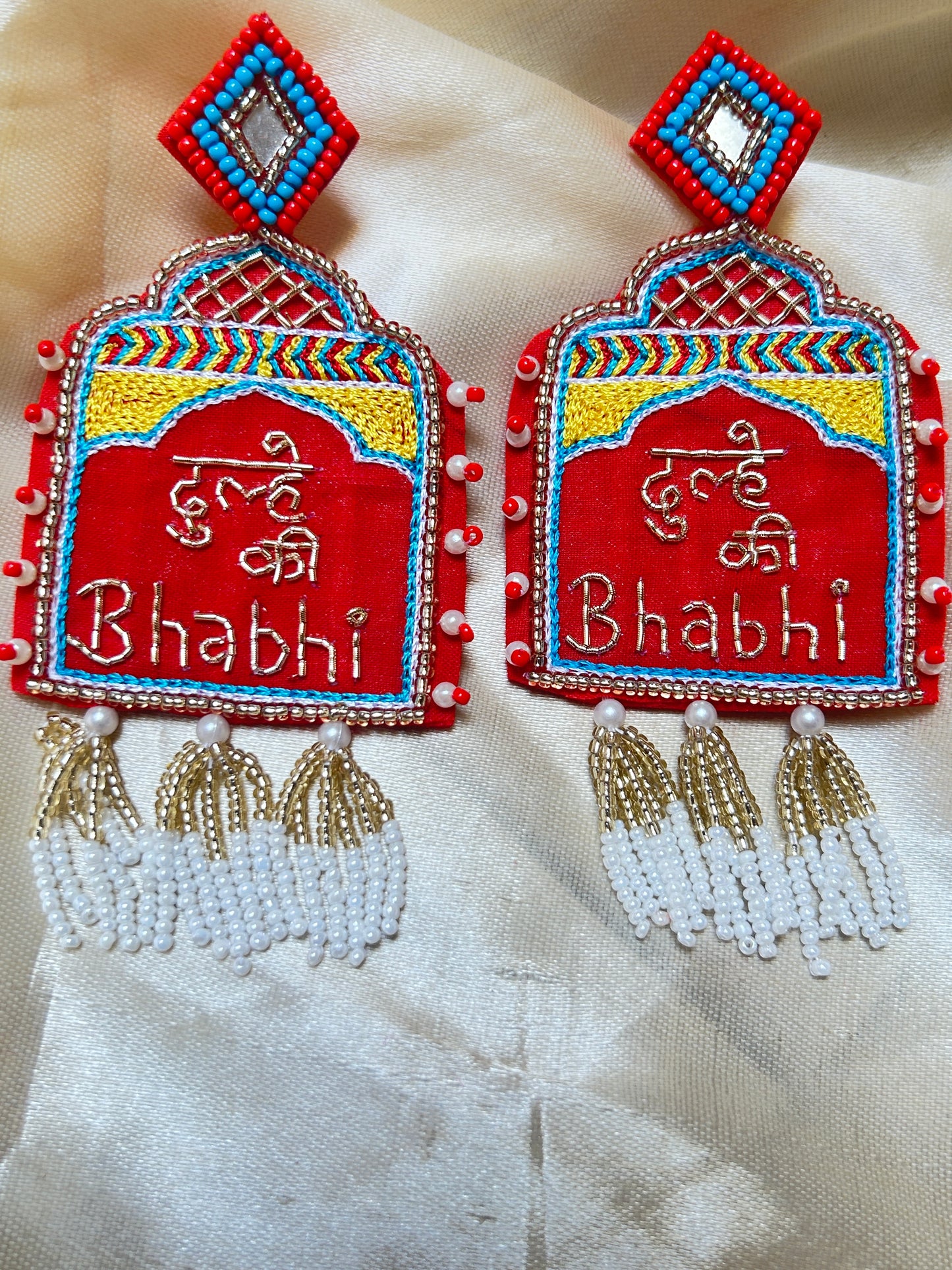CharmsCrafted beaded antitarnish jhumka earrings for relatives— lightweight, handmade, perfect for haldi & mehndi