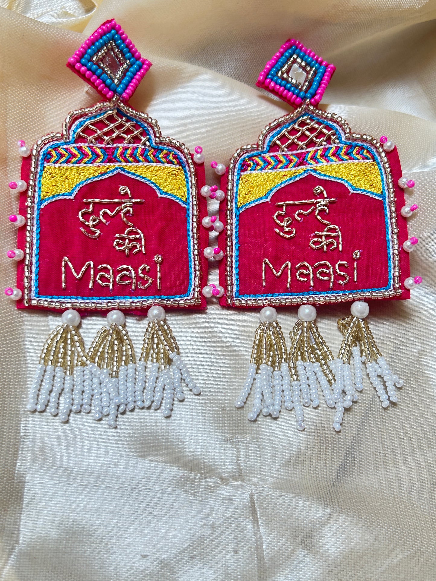 CharmsCrafted beaded antitarnish jhumka earrings for relatives— lightweight, handmade, perfect for haldi & mehndi