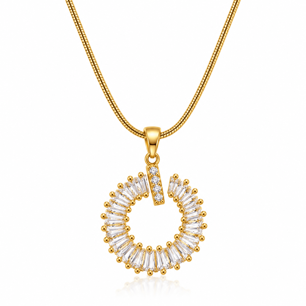 Aurora Circle Pendant Necklace – Gold Plated CZ Wreath Design - CharmsCrafted