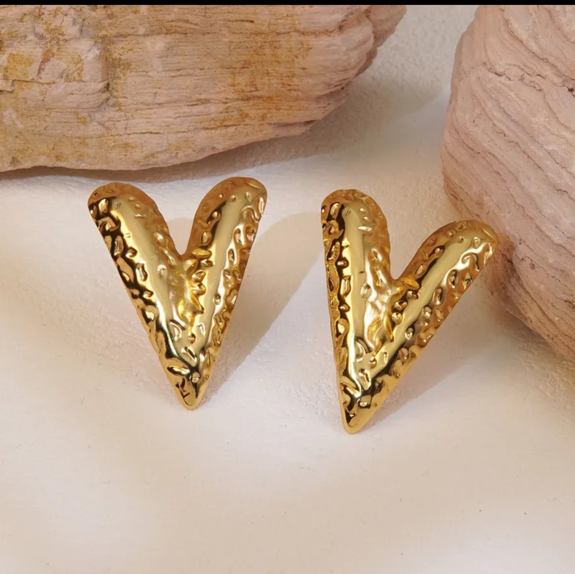 Bold Heartbeat Textured Gold Earrings - CharmsCrafted