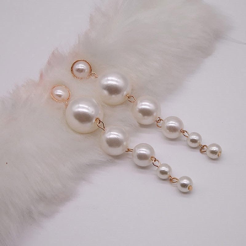 Elegant Pearl Cascade Earrings - CharmsCrafted