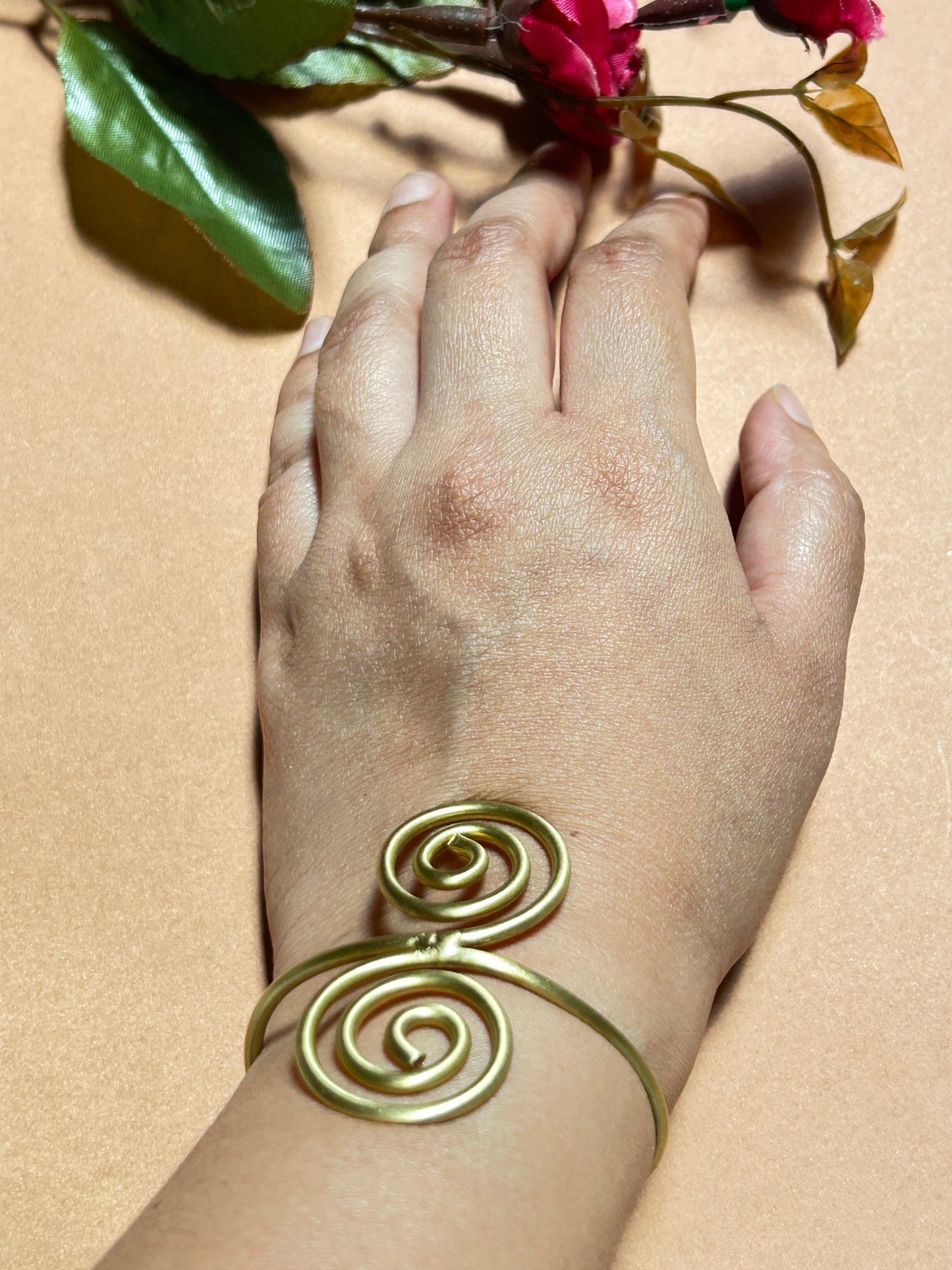 Handcrafted Spiral Swirl Brass Bracelet - CharmsCrafted