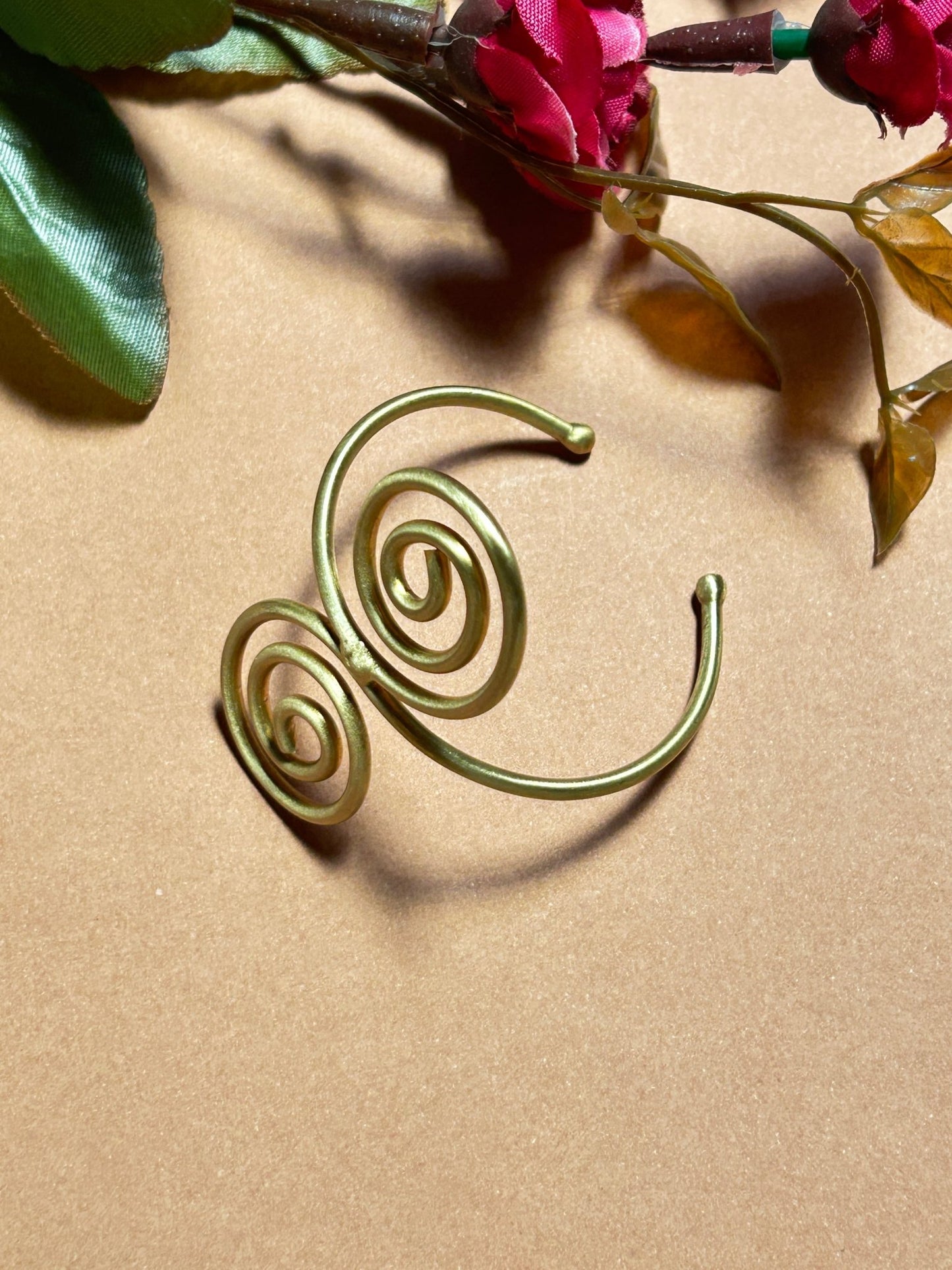 Handcrafted Spiral Swirl Brass Bracelet - CharmsCrafted