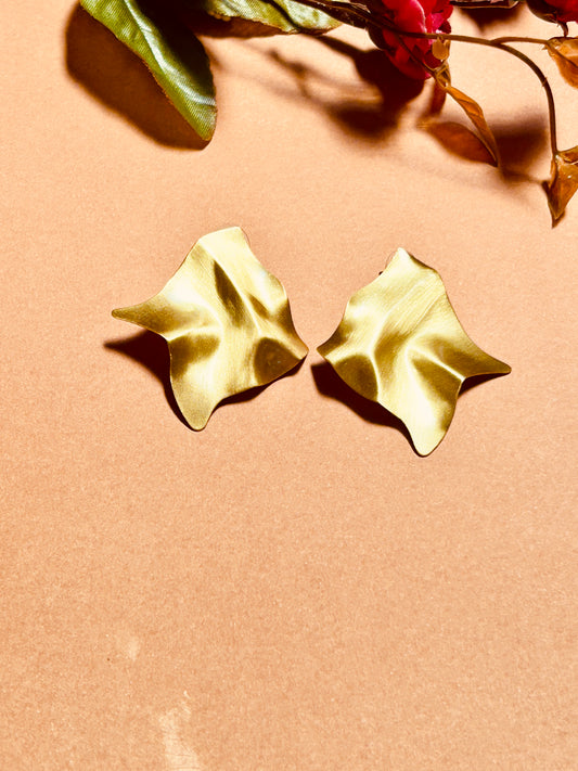 Golden Ripple Brass Earrings – Handmade Elegance
