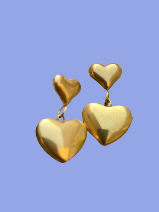 Golden Bloom Heart Drop Earrings