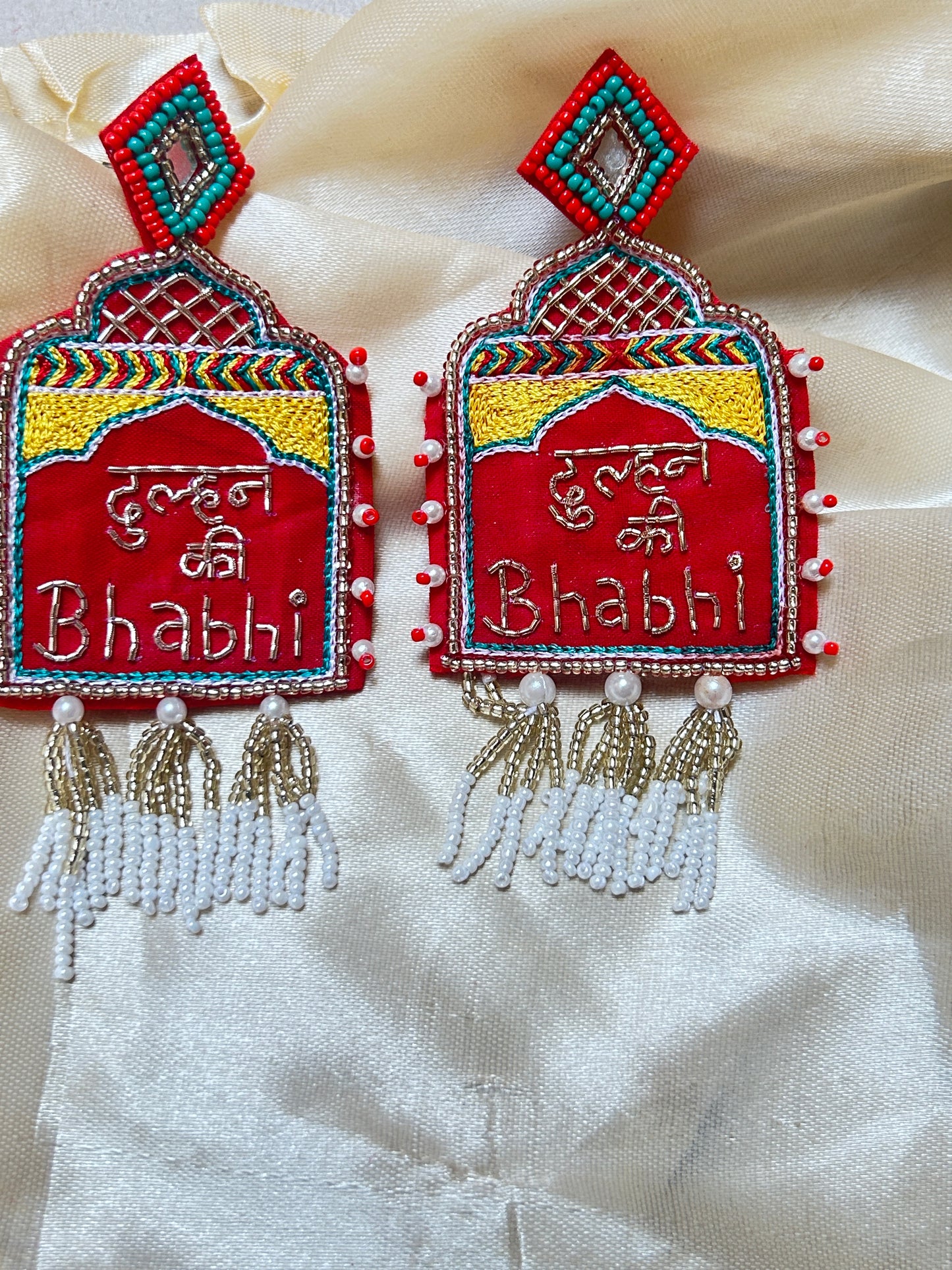 CharmsCrafted beaded antitarnish jhumka earrings  for relatives— lightweight, handmade, perfect for haldi & mehndi 