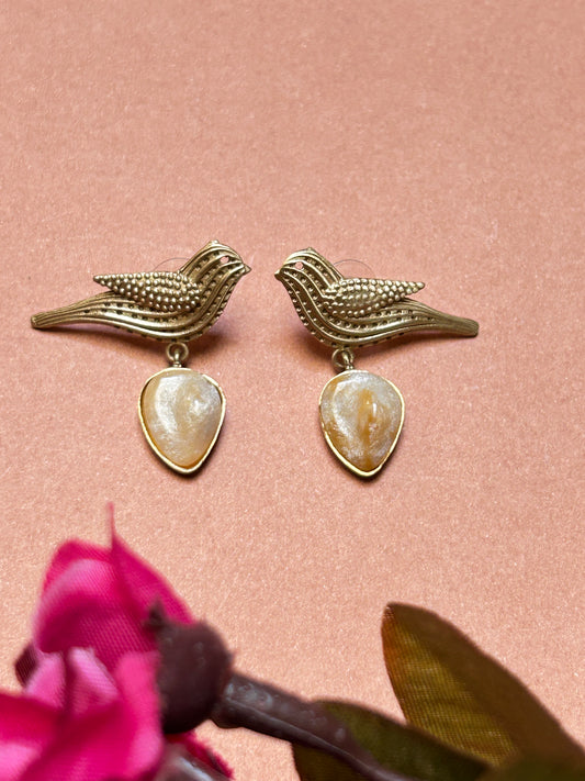 Bird Pearl Drop Earrings
