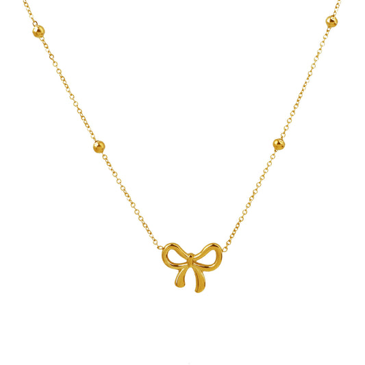 Sweet Knot – 14 k Gold-Plated Bow Pendant Necklace