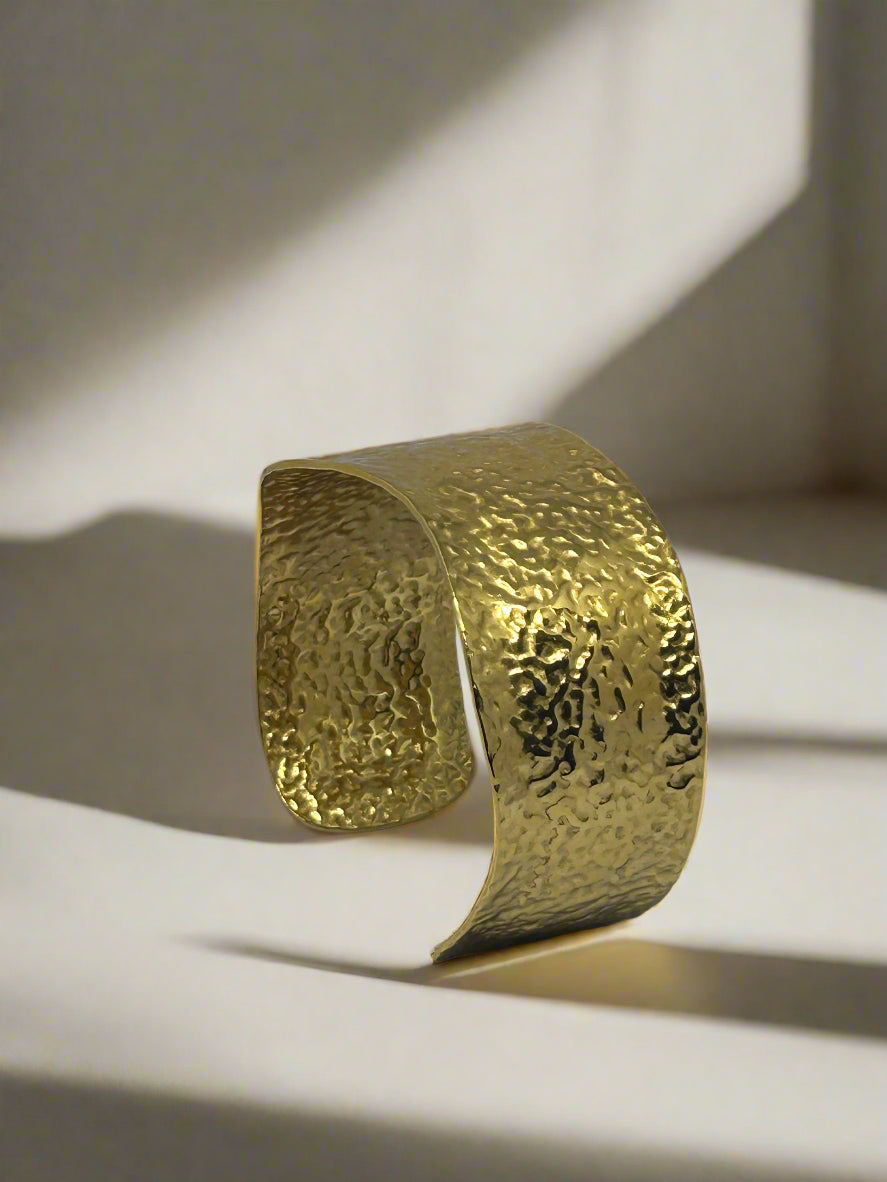 Golden Hammered Cuff Bracelet