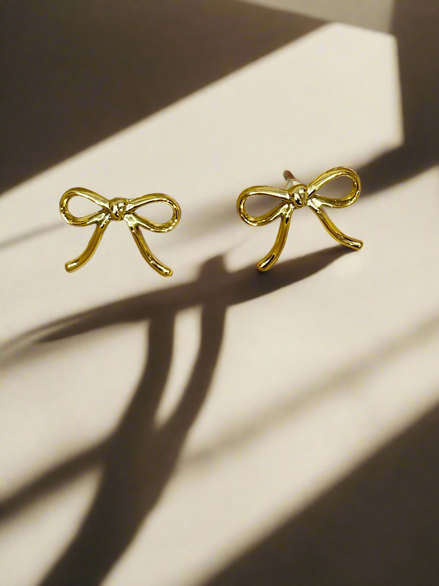 Golden Bow Charm Earrings