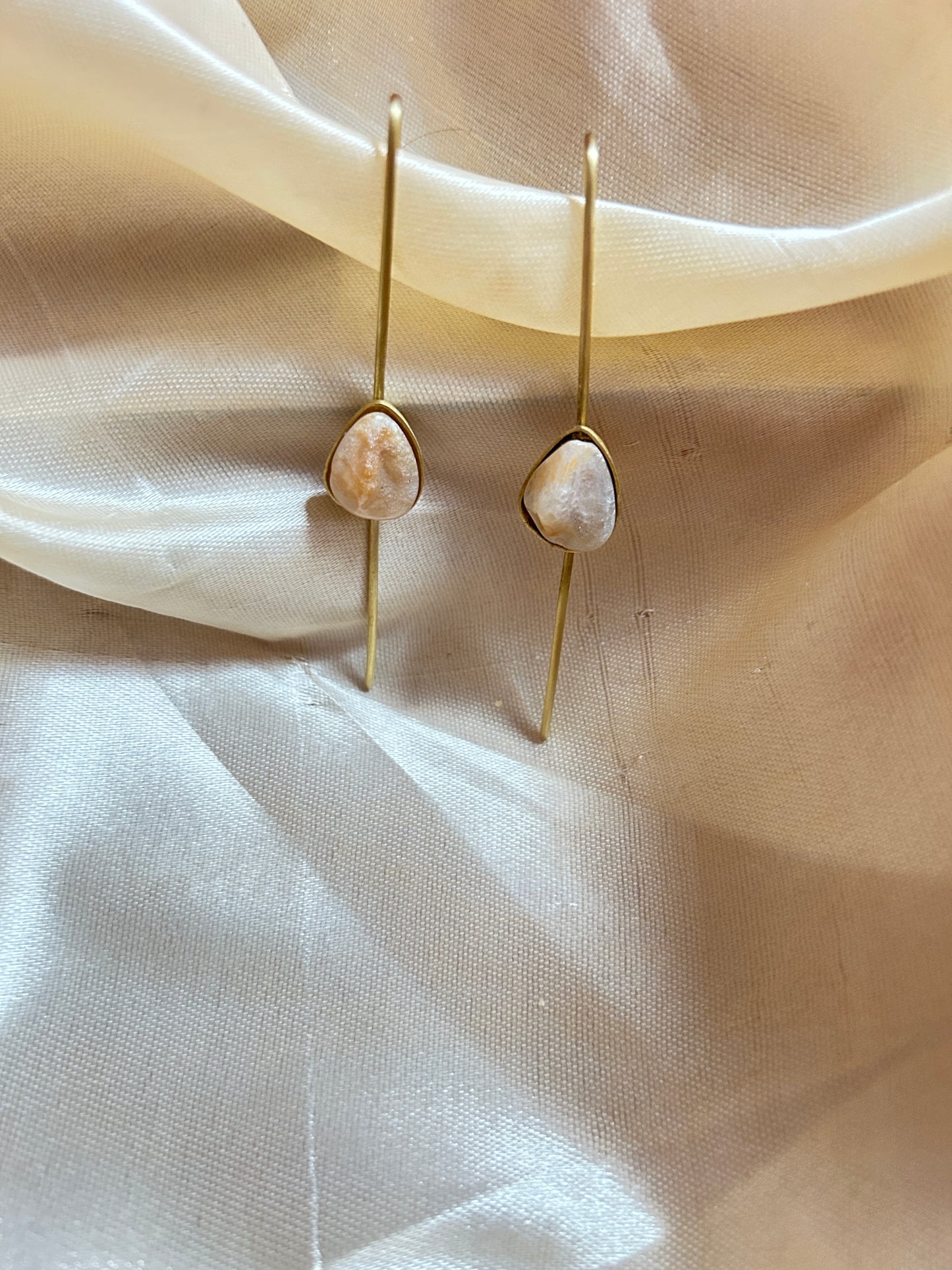 Golden stone drop earcuffs