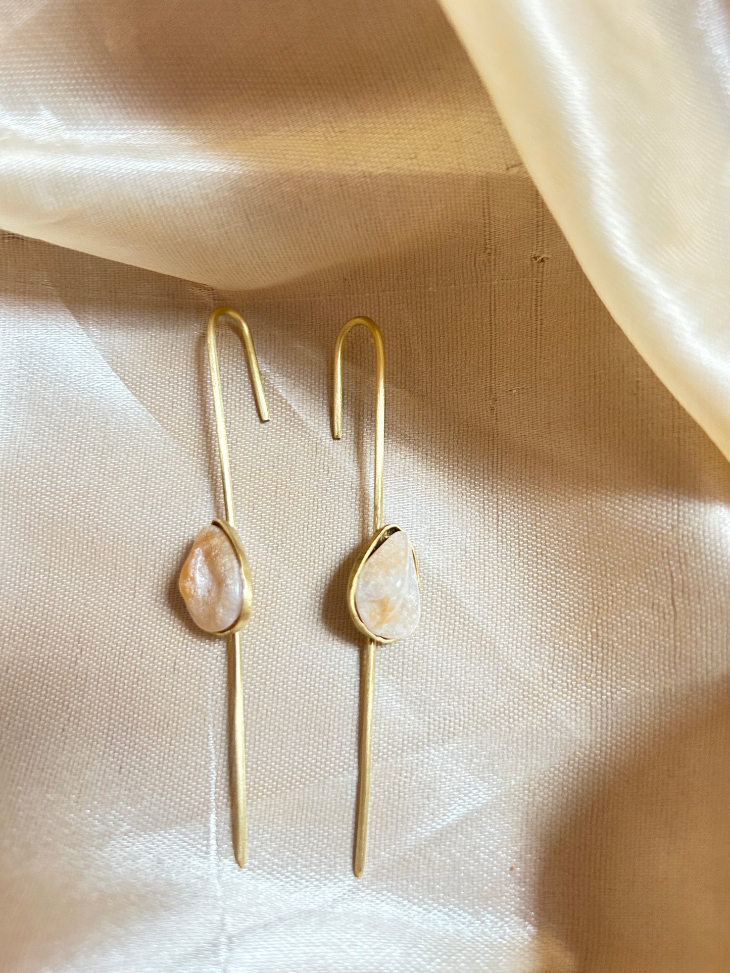 Golden stone drop earcuffs