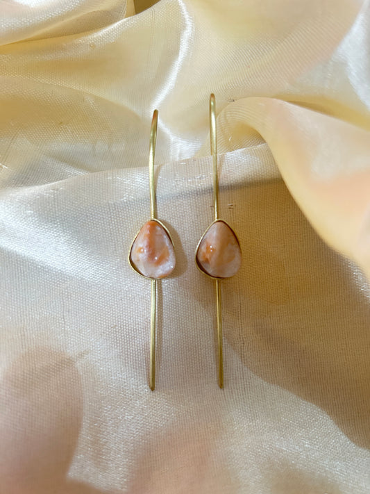 Golden stone drop earcuffs