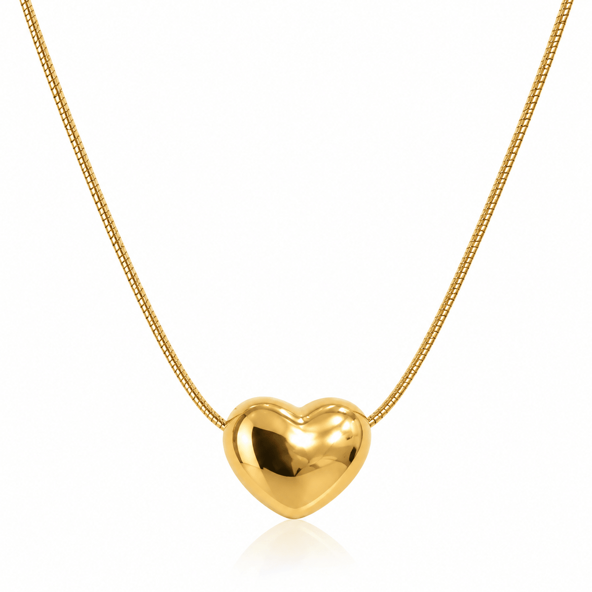 Anti Tarnish Heart Necklace – Gold Plated Puffed Heart Pendant - CharmsCrafted