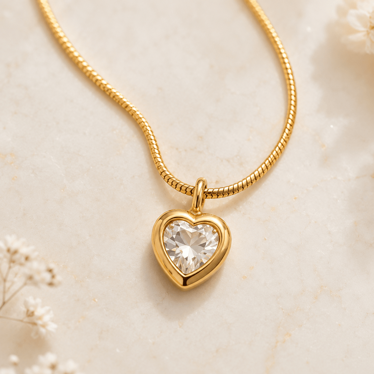 Anti Tarnish Heart Pendant Necklace with adjustable chain - CharmsCrafted