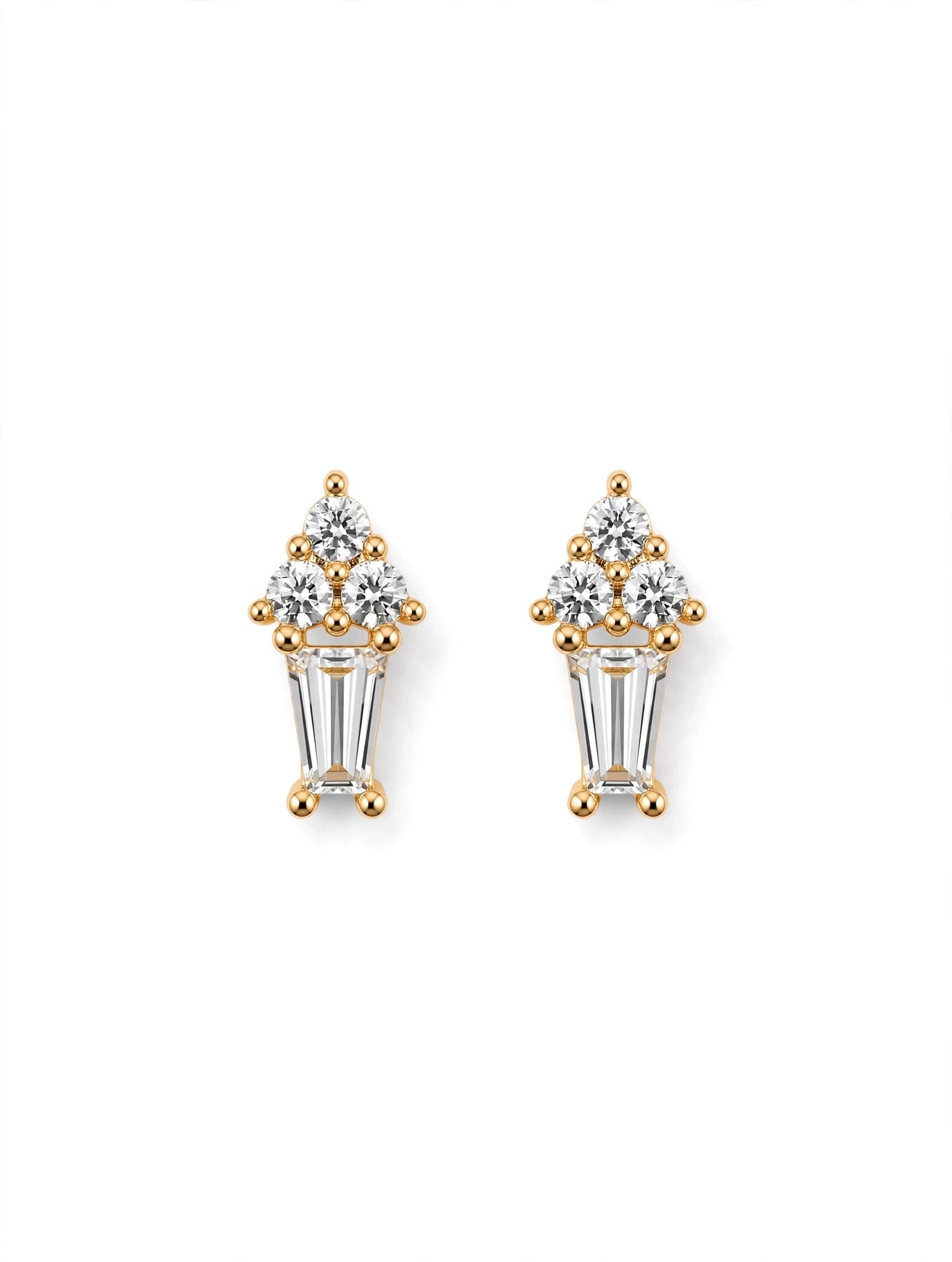 Aurora Baguette Drop Flat Back Stud - 18k Gold Plated - CharmsCrafted