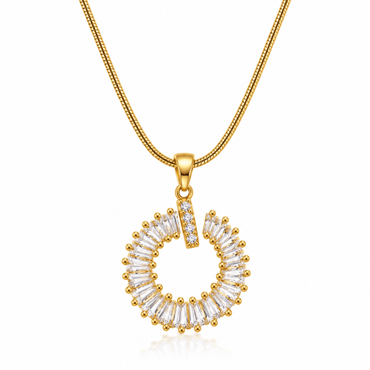 Aurora Circle Pendant Necklace – Gold Plated CZ Wreath Design - CharmsCrafted