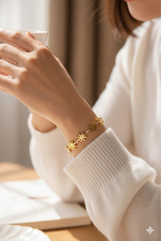 Woman wearing Blossom bracelet - CharmsCrafted