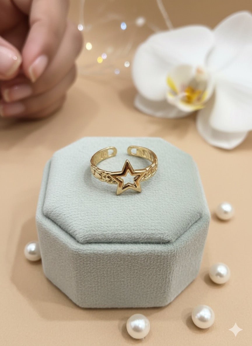 Dainty star and band adjustable ring(combo ) - CharmsCrafted