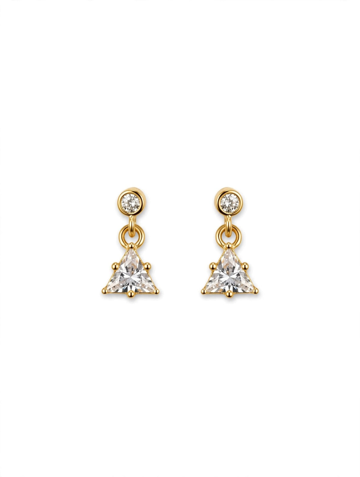 Dainty Triangle Flat Back Stud - Gold Dangle Earring - CharmsCrafted