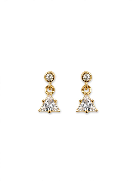 Dainty Triangle Flat Back Stud - Gold Dangle Earring - CharmsCrafted