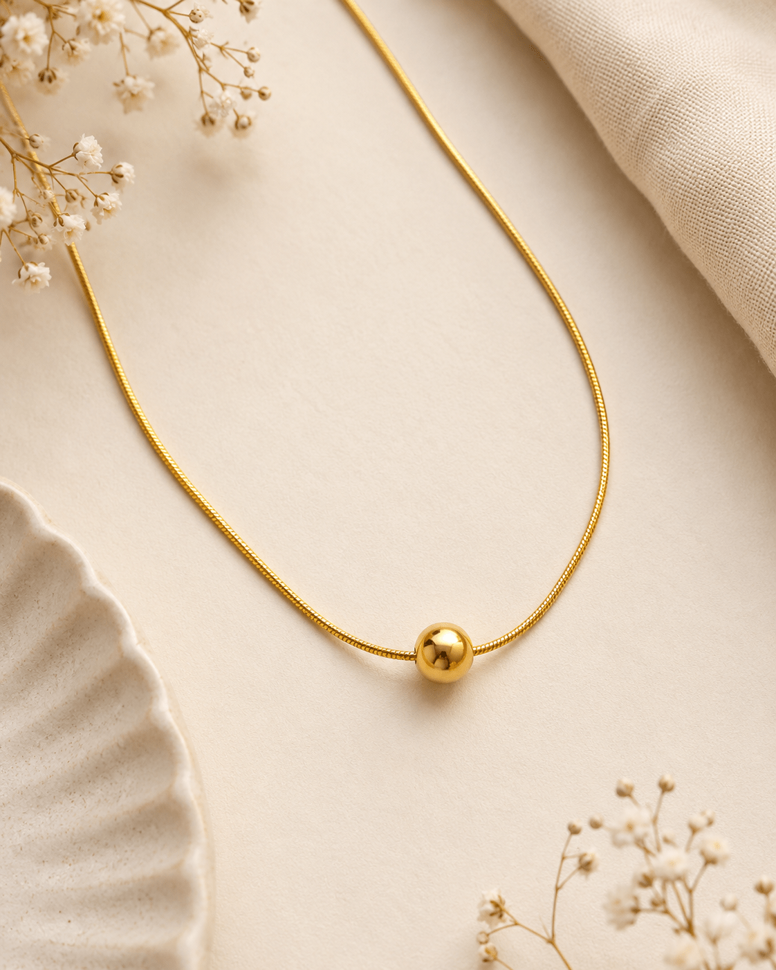 Elegant Gold Dainty Ball Necklace - CharmsCrafted