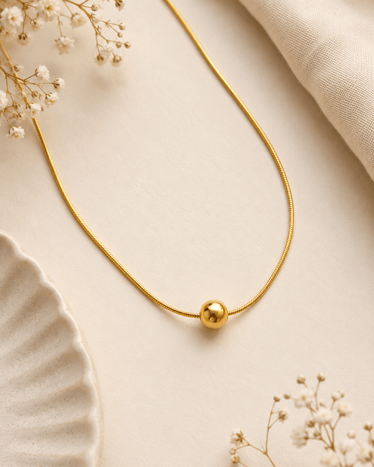 Elegant Gold Dainty Ball Necklace - CharmsCrafted