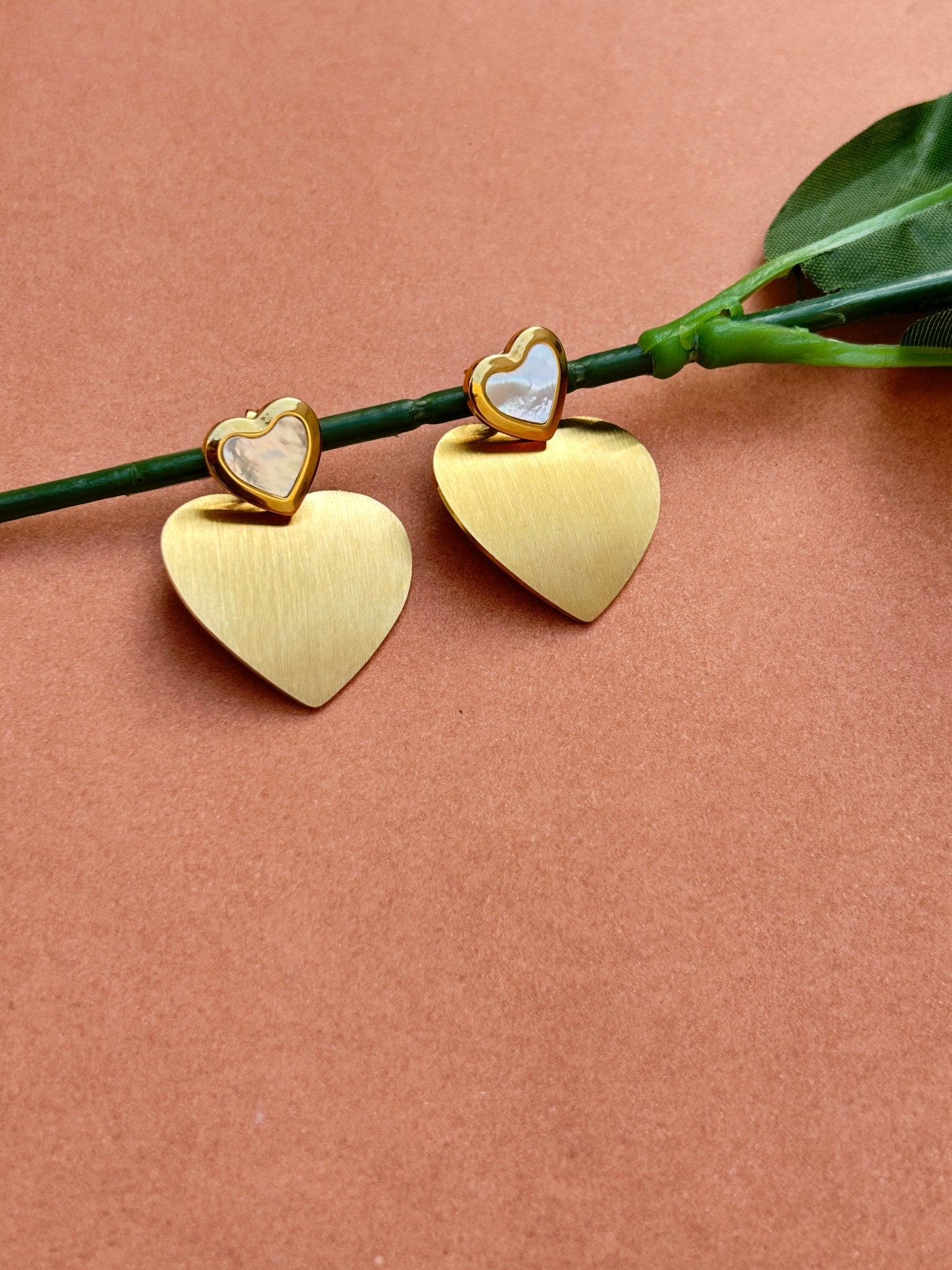 Golden Amour Heart Earrings - CharmsCrafted