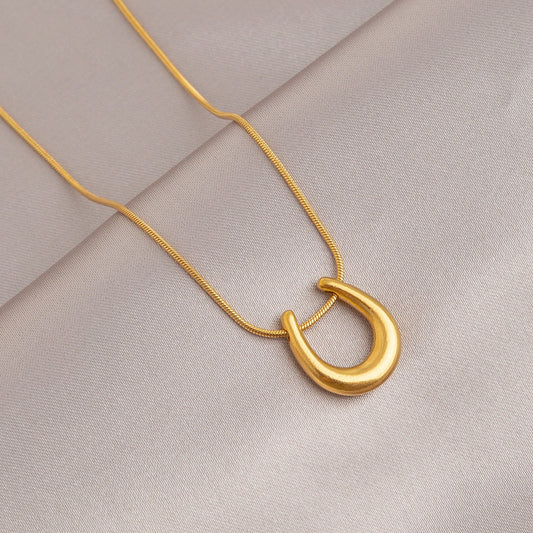 Golden Aura – U shaped 14k gold tone Pendant Necklace - CharmsCrafted