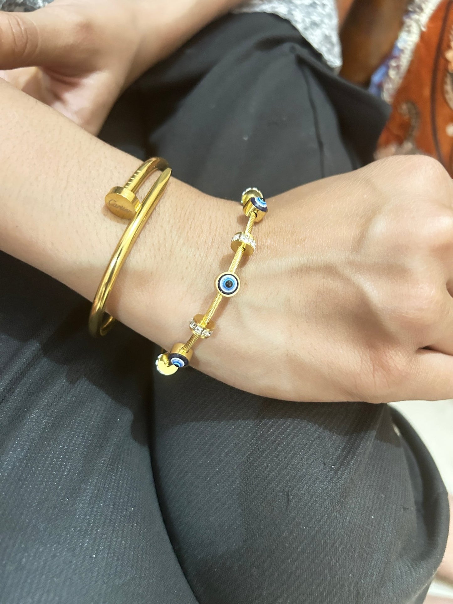 Golden Glamour Evil Eye Bracelets(Set of 2) - CharmsCrafted
