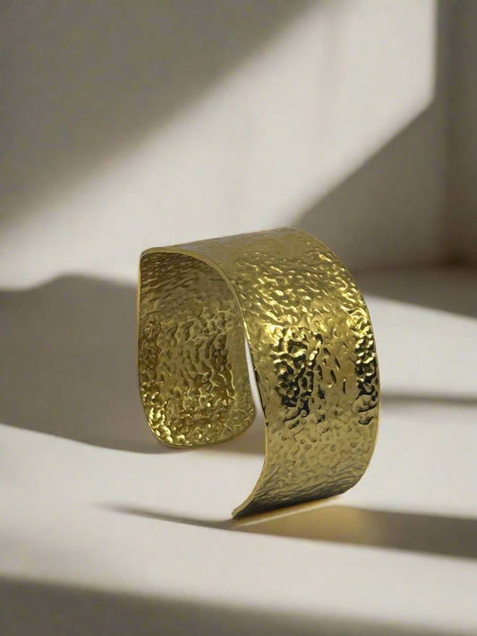 Golden Hammered Cuff Bracelet - CharmsCrafted