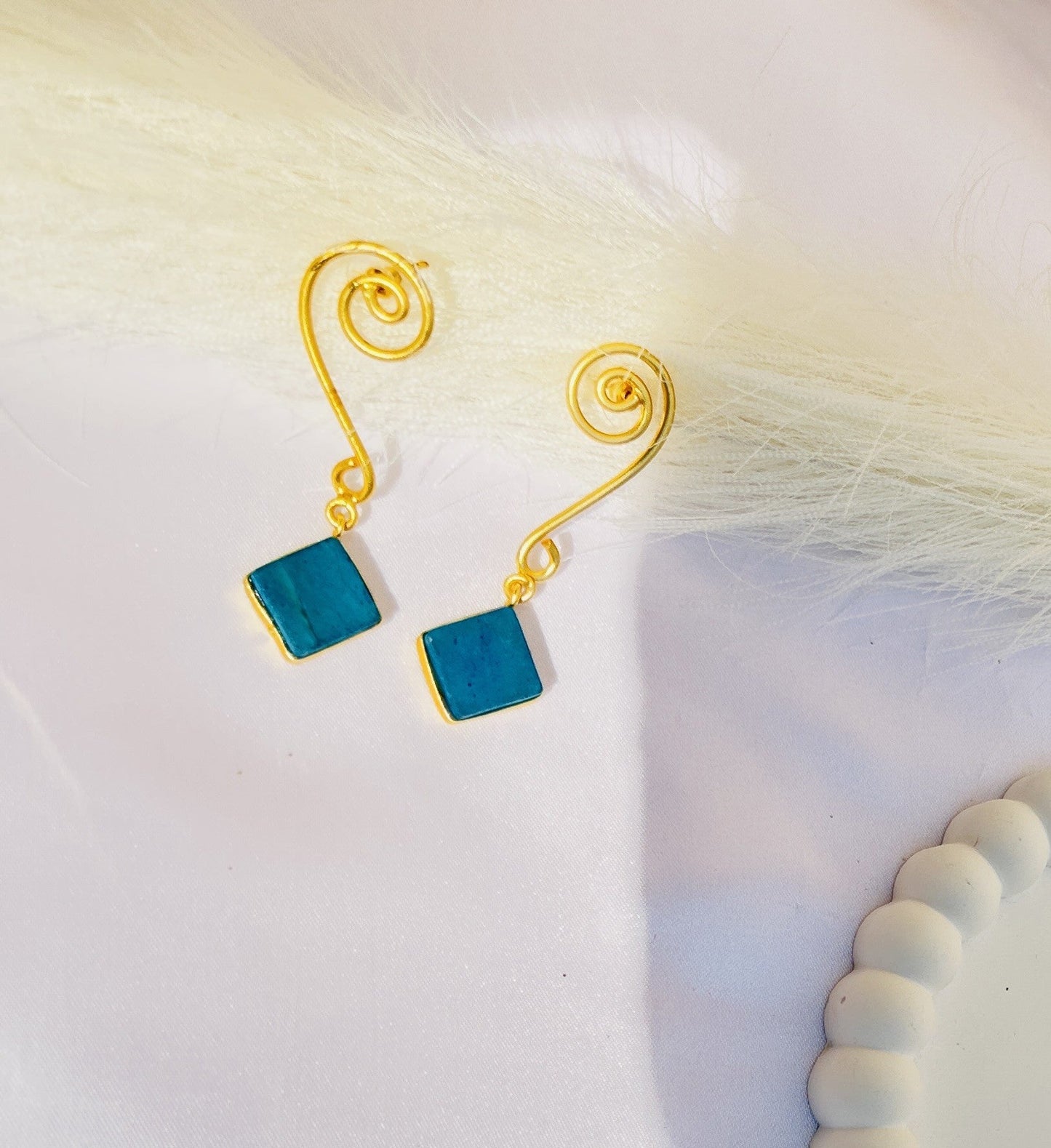 Golden Rose Whirl Earrings - CharmsCrafted