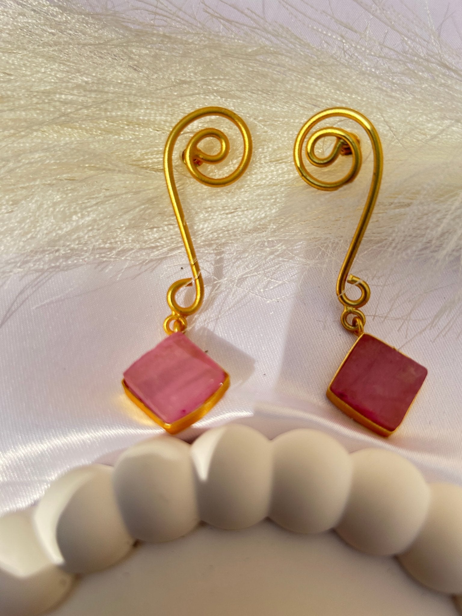 Golden Rose Whirl Earrings - CharmsCrafted