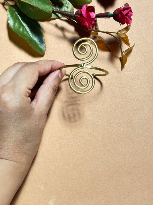 Handcrafted Spiral Swirl Brass Bracelet - CharmsCrafted
