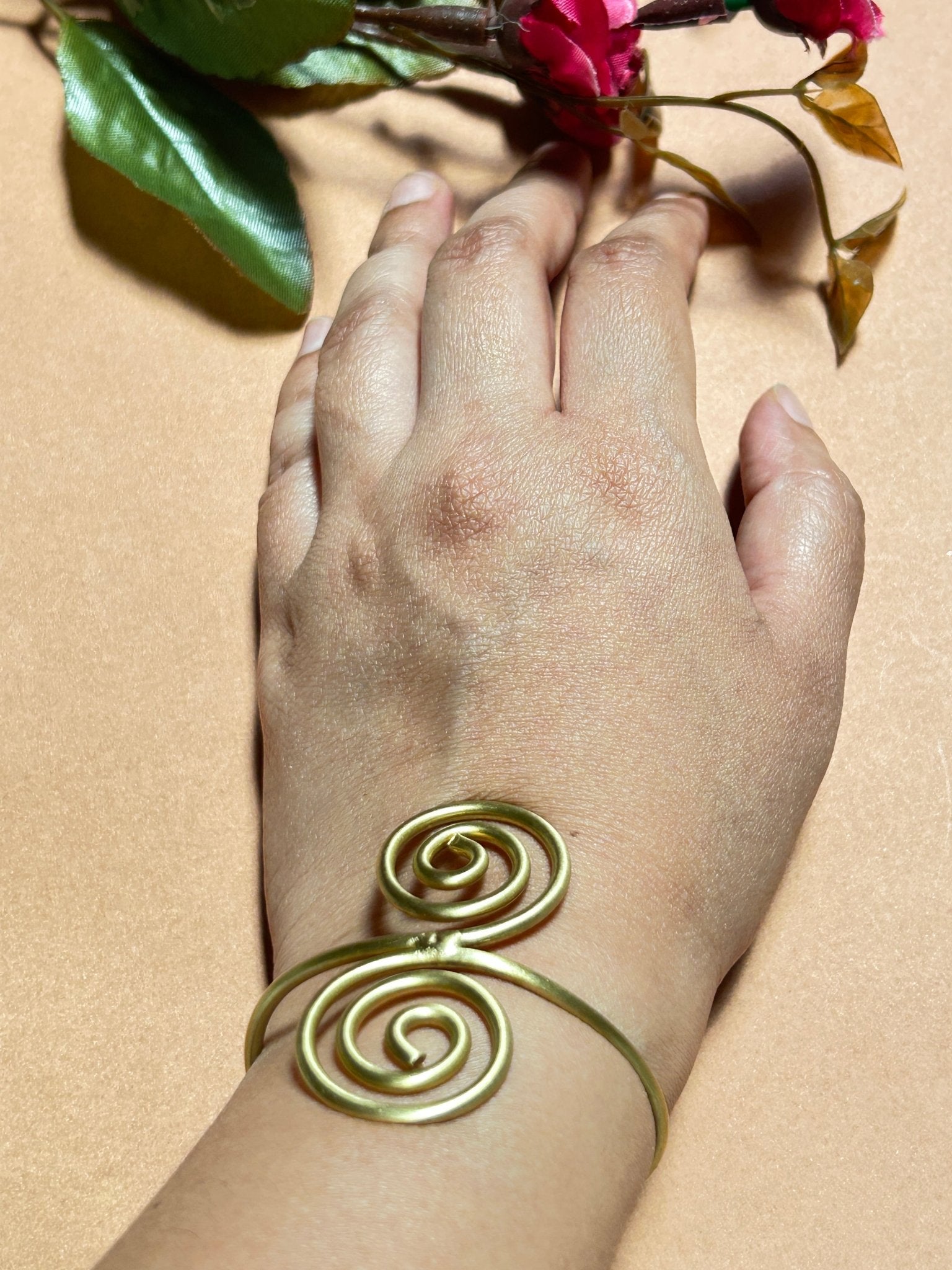 Handcrafted Spiral Swirl Brass Bracelet - CharmsCrafted