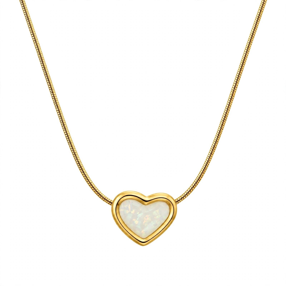 Heart Opal Necklace – Gold Plated Anti-Tarnish Pendant - CharmsCrafted