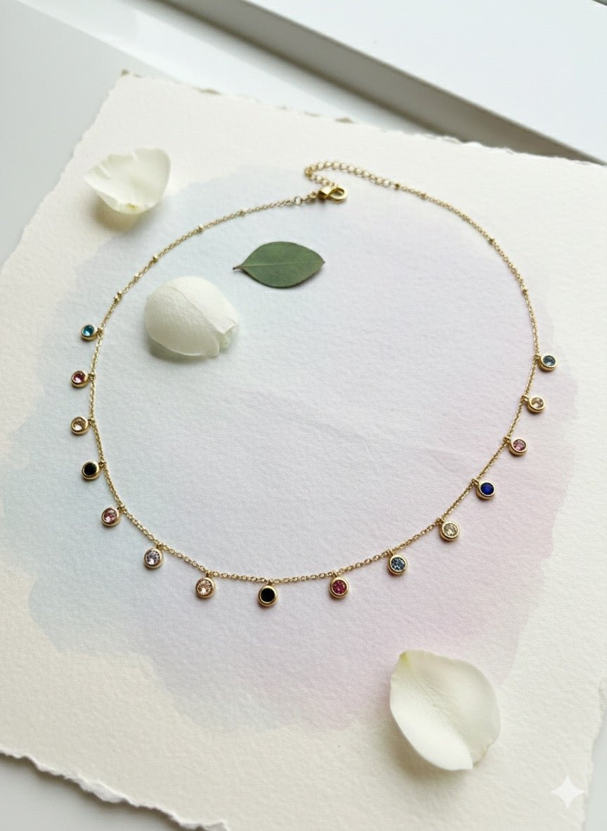 Flat lay of Minimal Gemstone Necklace - CharmsCrafted