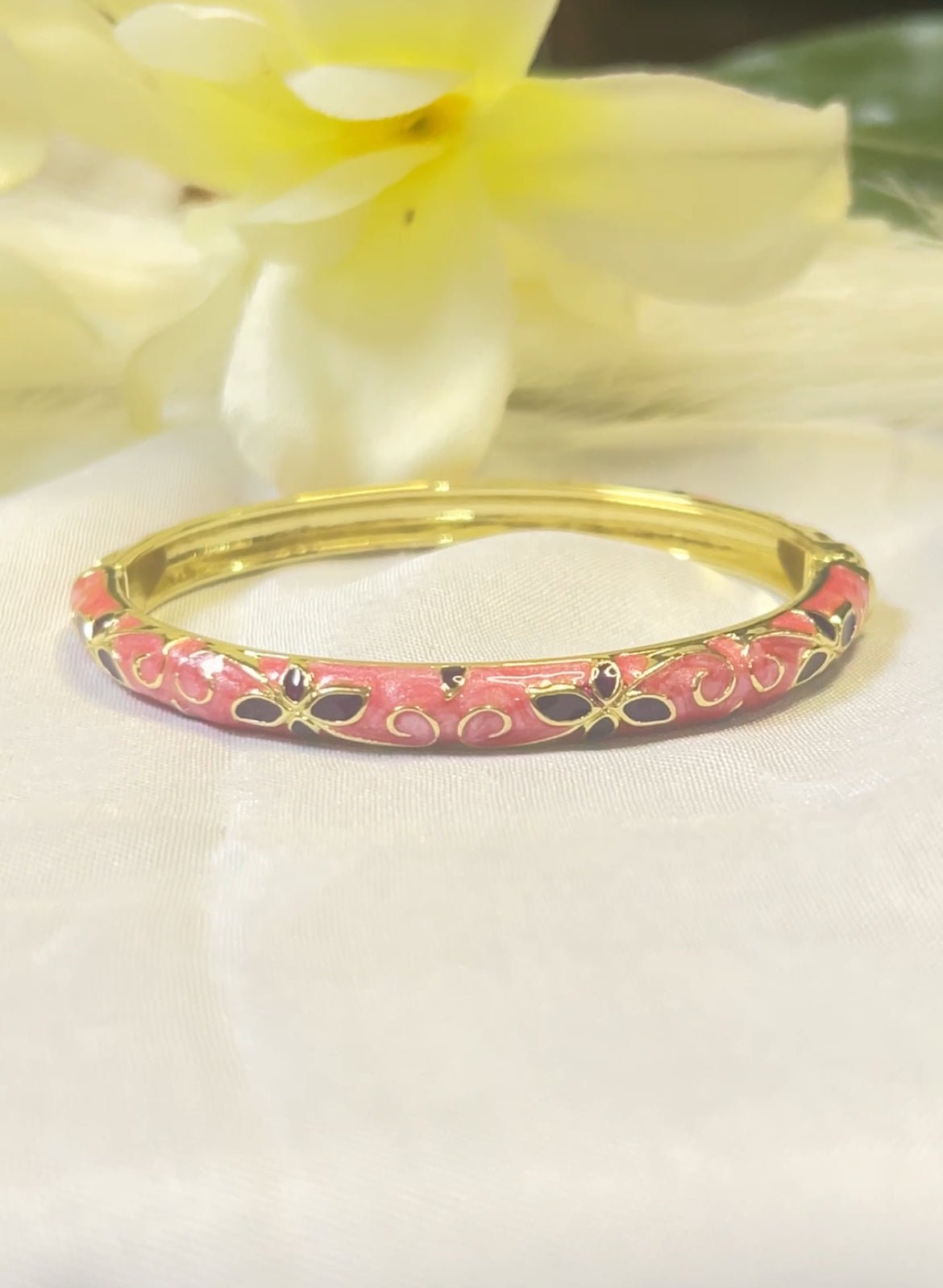 Pink Meenakari Enamel bracelet Bangle - CharmsCrafted