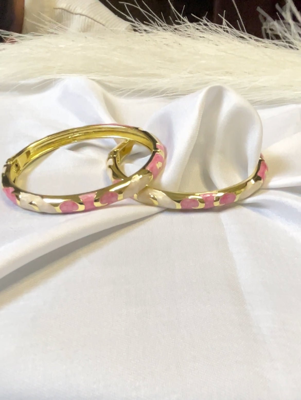 Pink white Meena Kari bangle - CharmsCrafted