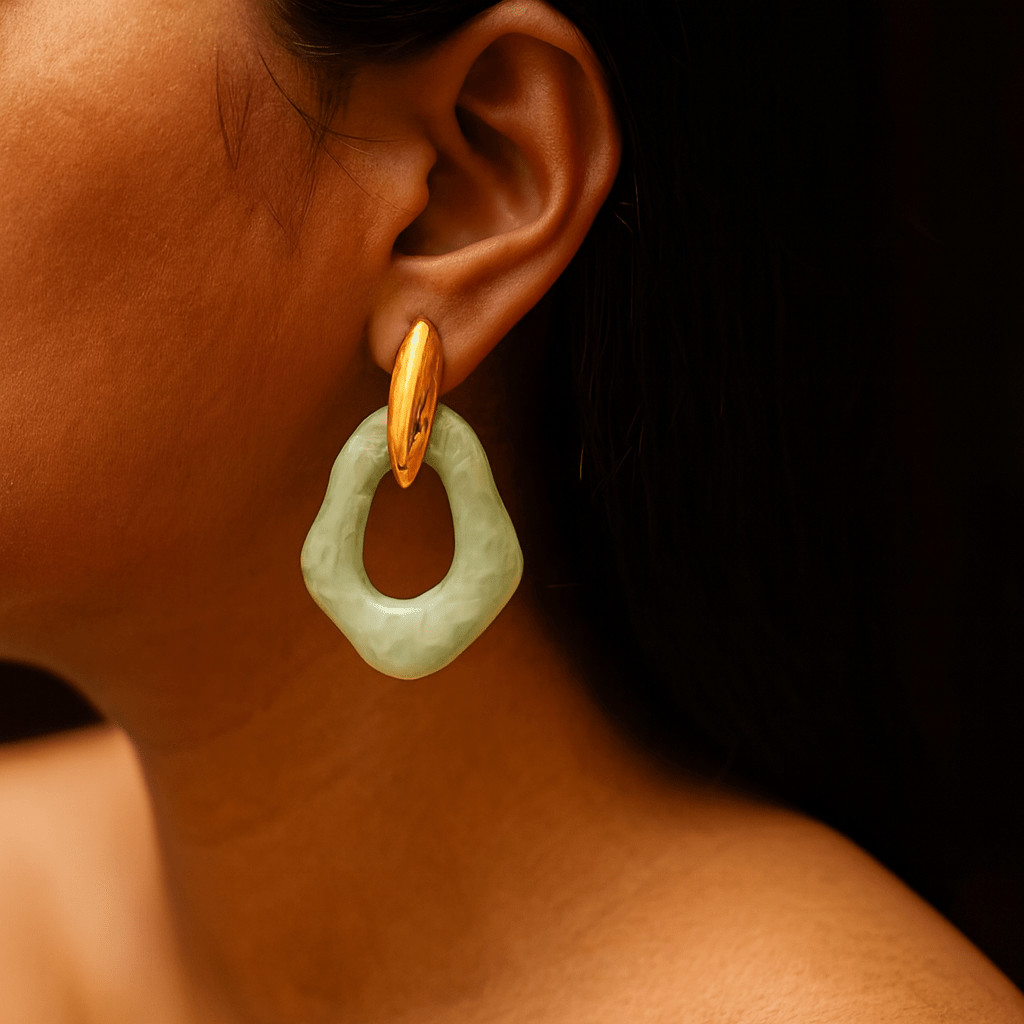 Resin Earrings - Gold Plated Anti-Tarnish Drop Earrings - CharmsCrafted