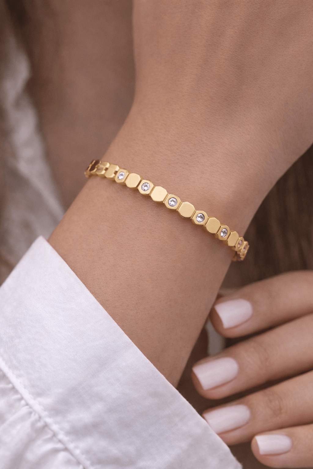 Thin wrist hexagonal bracelet - CharmsCrafted